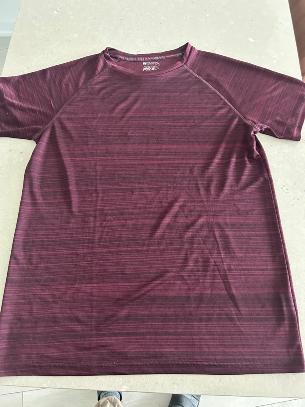 Men's Maroon Striped Performance Tee by Unknown Brand